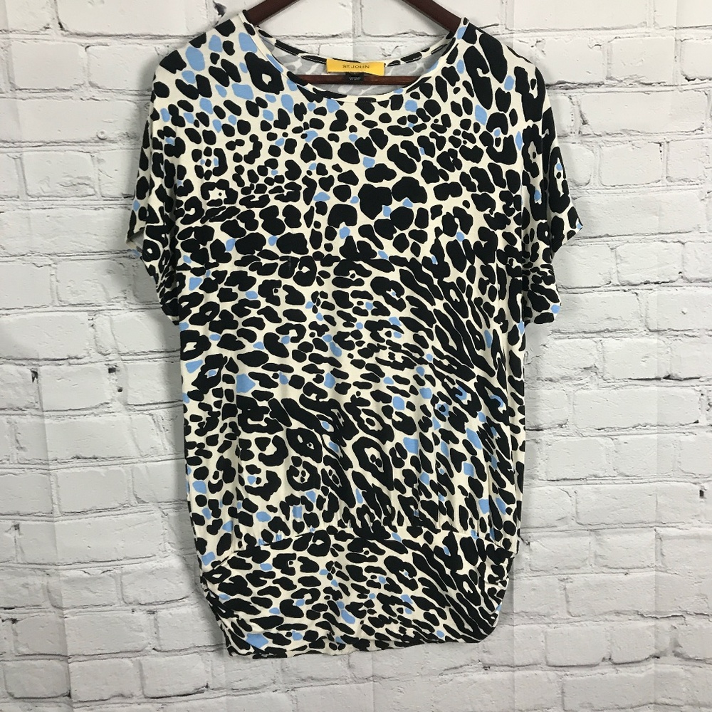 St John Leopard Print Cotton T-shirt